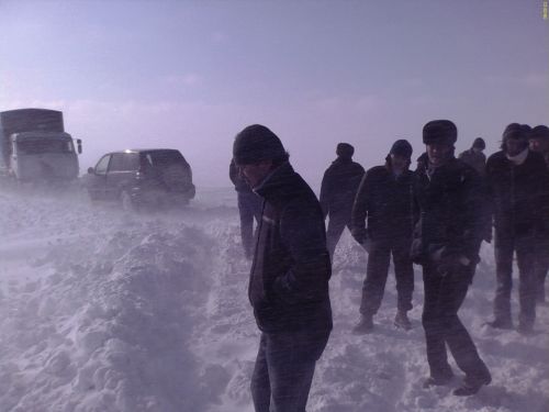 Снежный буран в Атырау